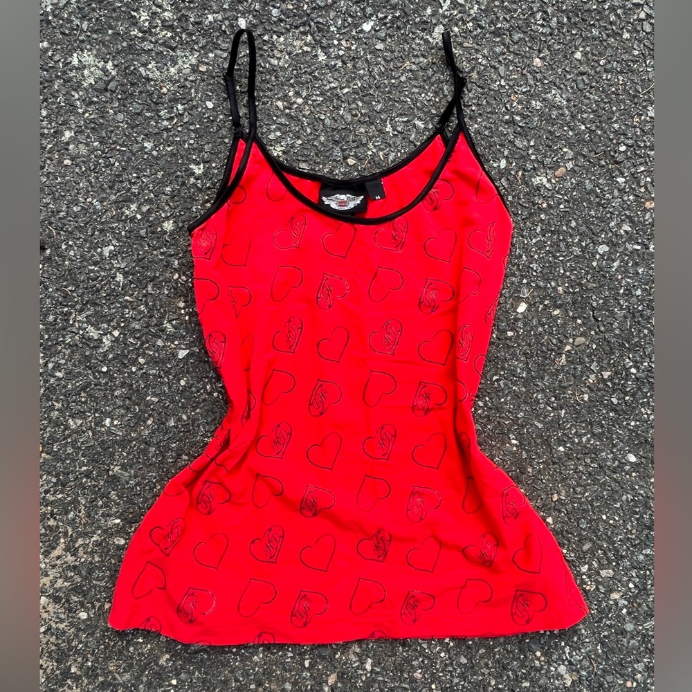 Harley Davidson red tanktop with hearts